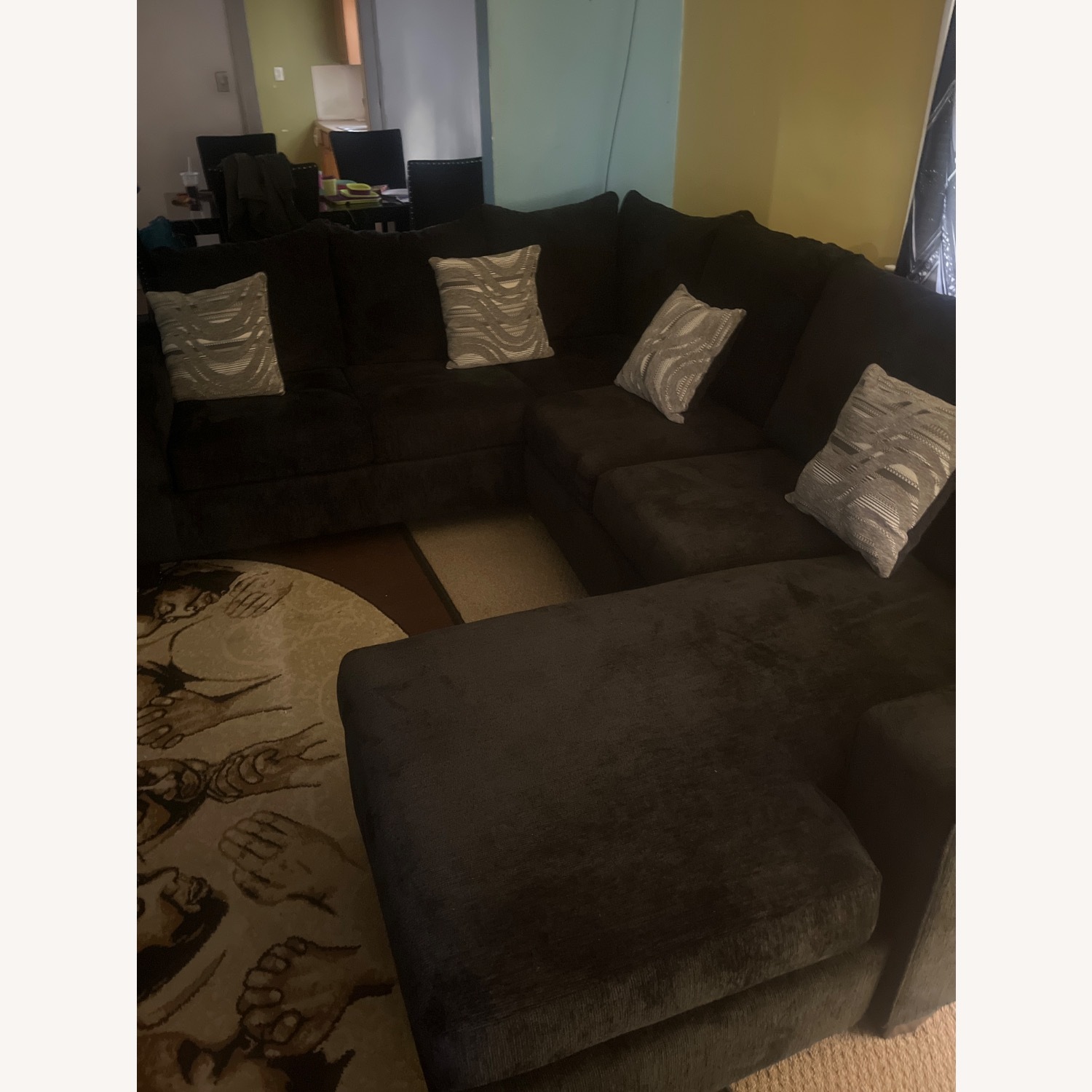 Black Fabric 3+ Piece Sectional - image-3