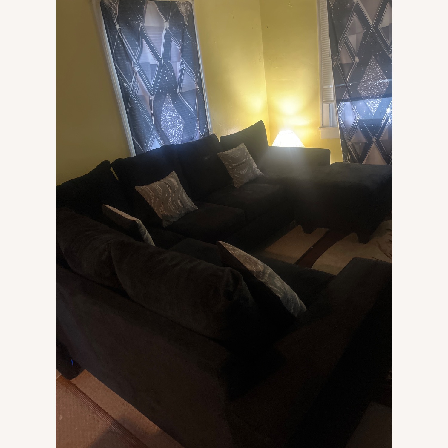 Black Fabric 3+ Piece Sectional - image-2
