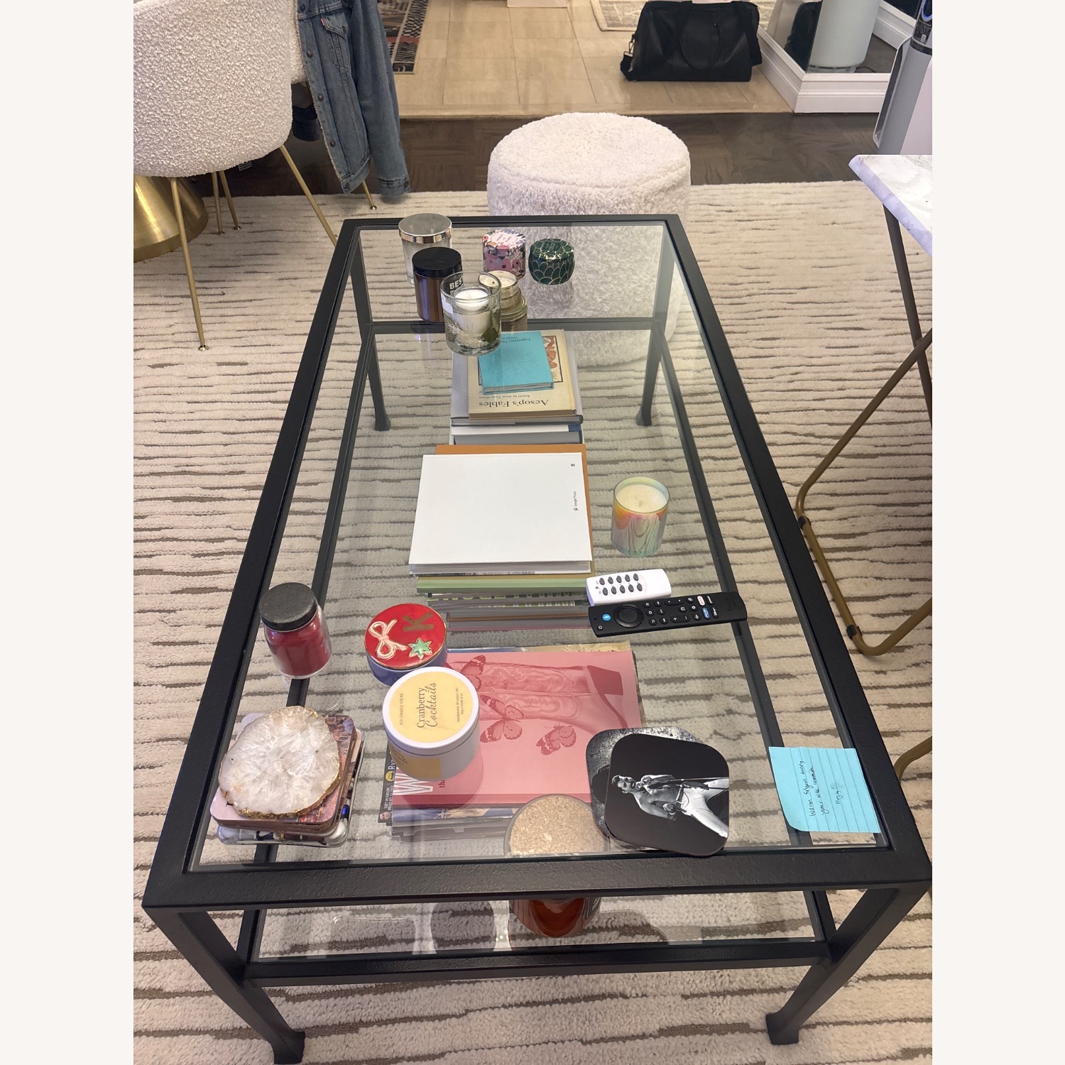 Pottery Barn Tanner Black Glass Coffee Table - image-2