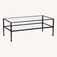 Pottery Barn Tanner Black Glass Coffee Table