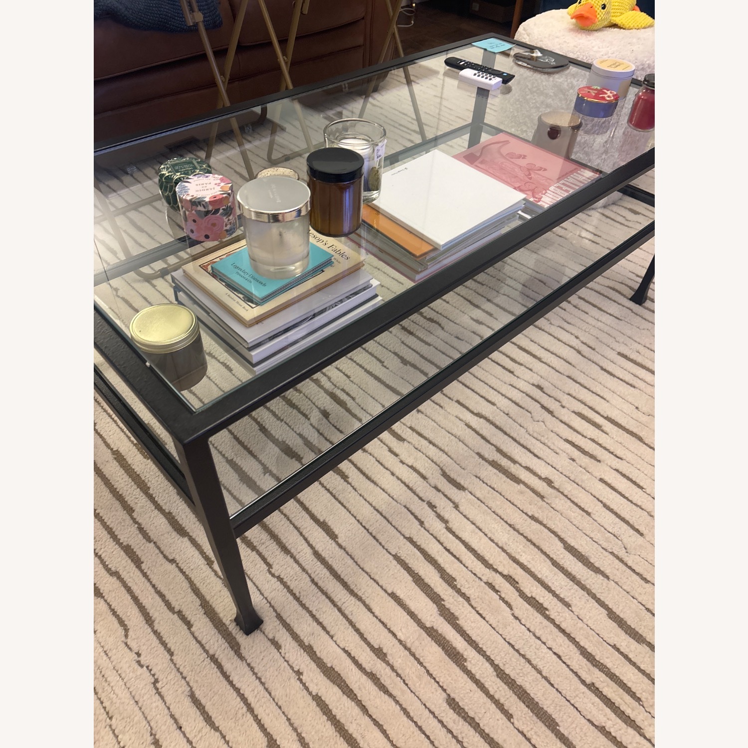 Pottery Barn Tanner Black Glass Coffee Table - image-1