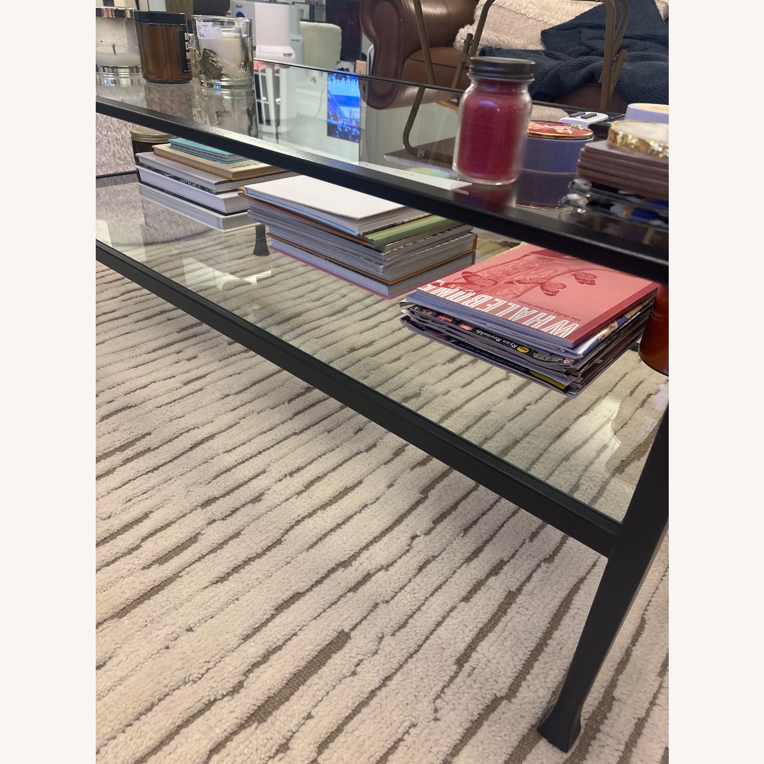 Pottery Barn Tanner Black Glass Coffee Table - image-3