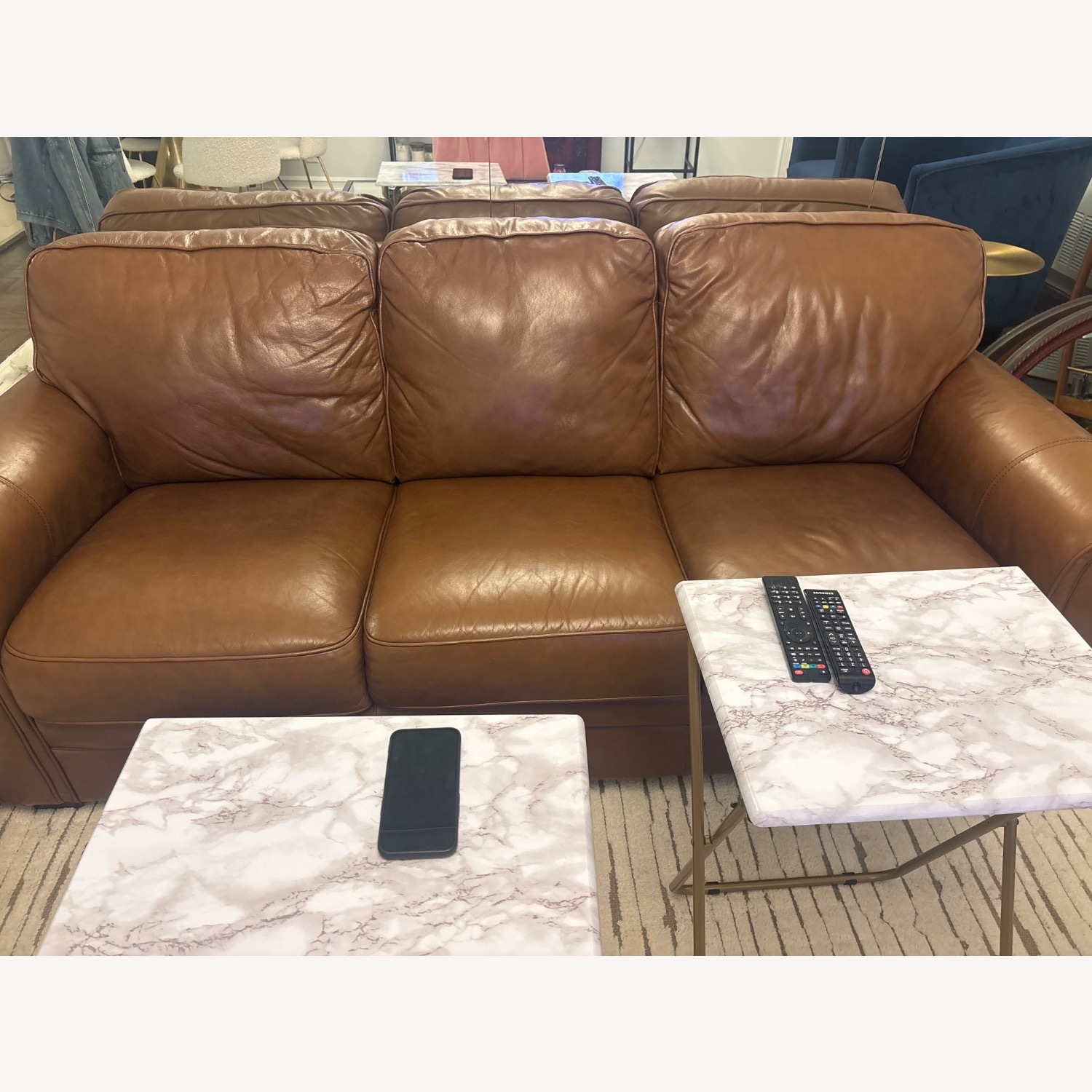 Pottery Barn Dark Brown Leather Sofa - image-5
