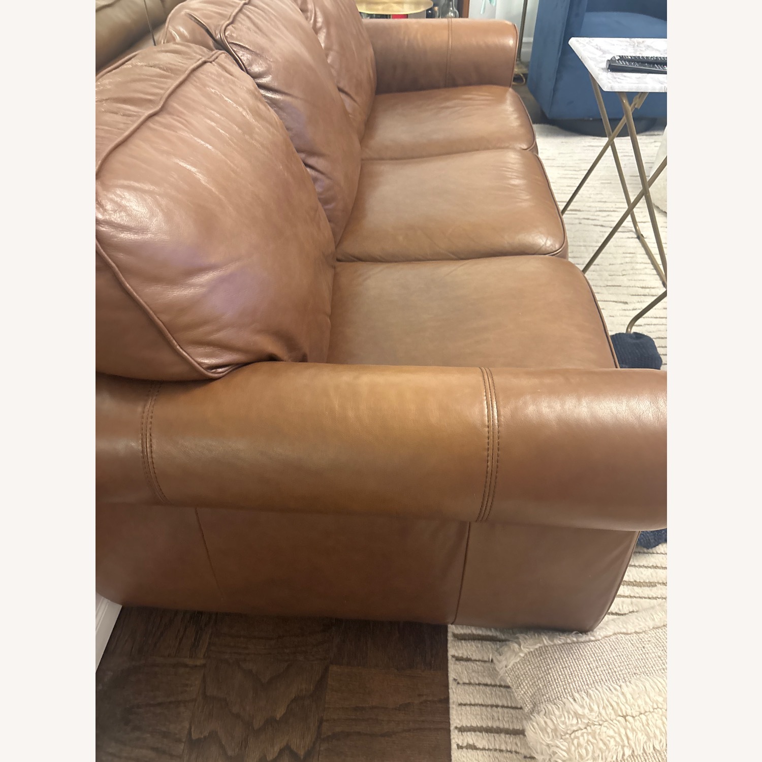 Pottery Barn Dark Brown Leather Sofa - image-3