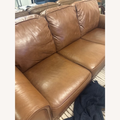 Used Pottery Barn Dark Brown Leather Sofa for sale on AptDeco