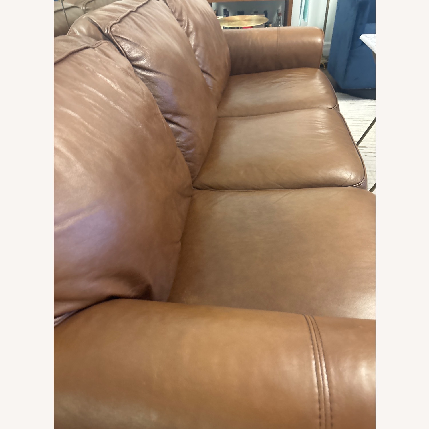 Pottery Barn Dark Brown Leather Sofa - image-2