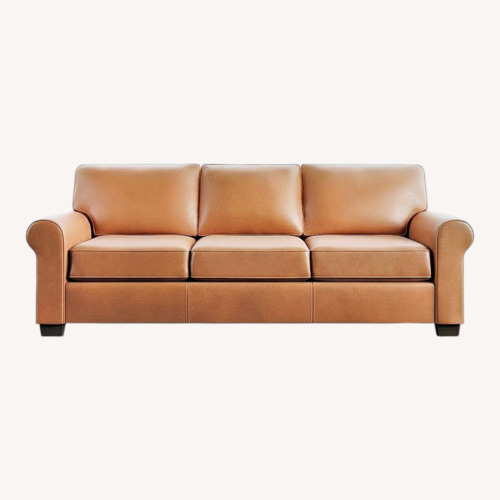 Used Pottery Barn Dark Brown Leather Sofa for sale on AptDeco