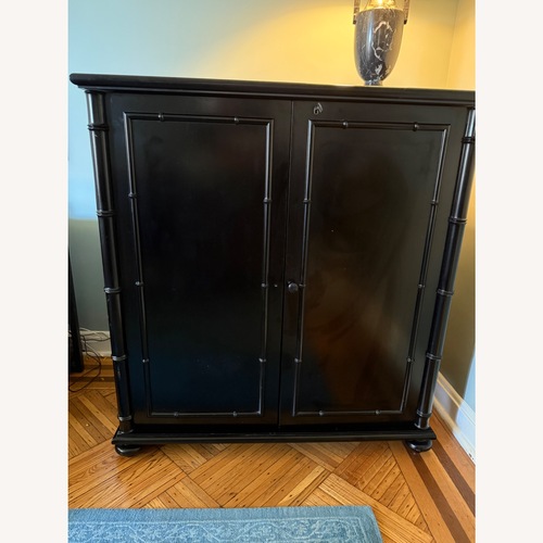 Used Williams Sonoma Black Wood Bar Cabinet for sale on AptDeco