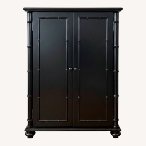 Used Williams Sonoma Black Wood Bar Cabinet for sale on AptDeco