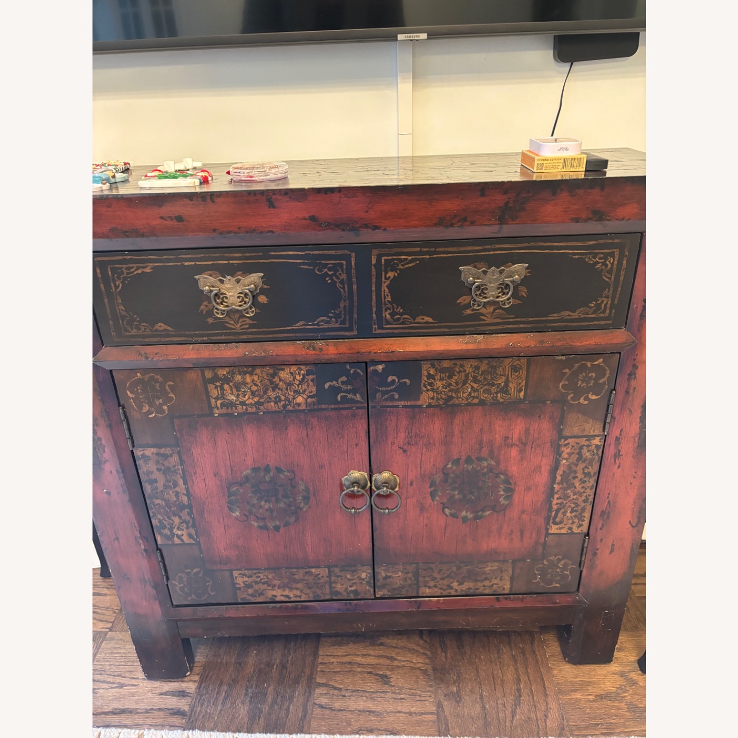 Vintage/Antique Dark Brown Wood Chest - image-1