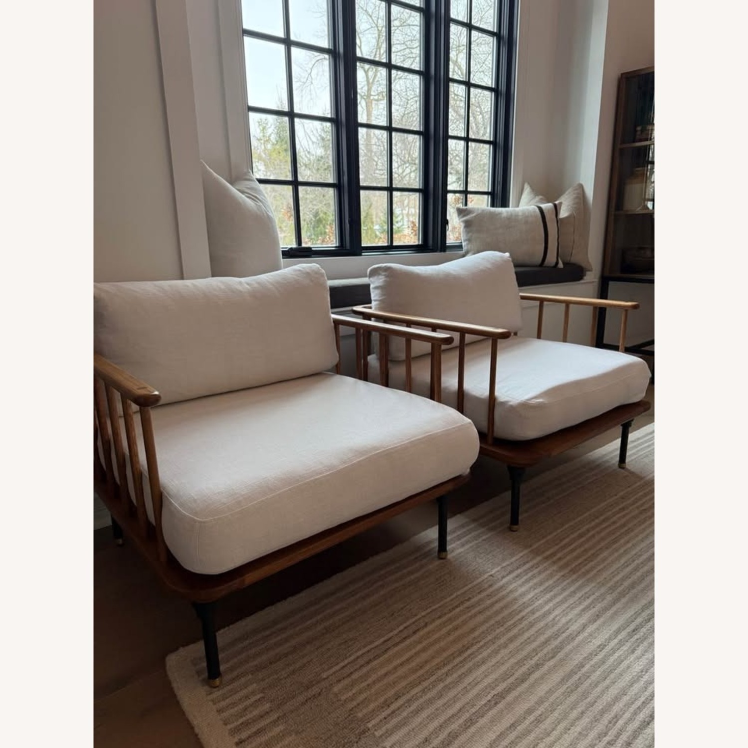 District Eight Distrikt Oak Brass Chairs Pair - image-2