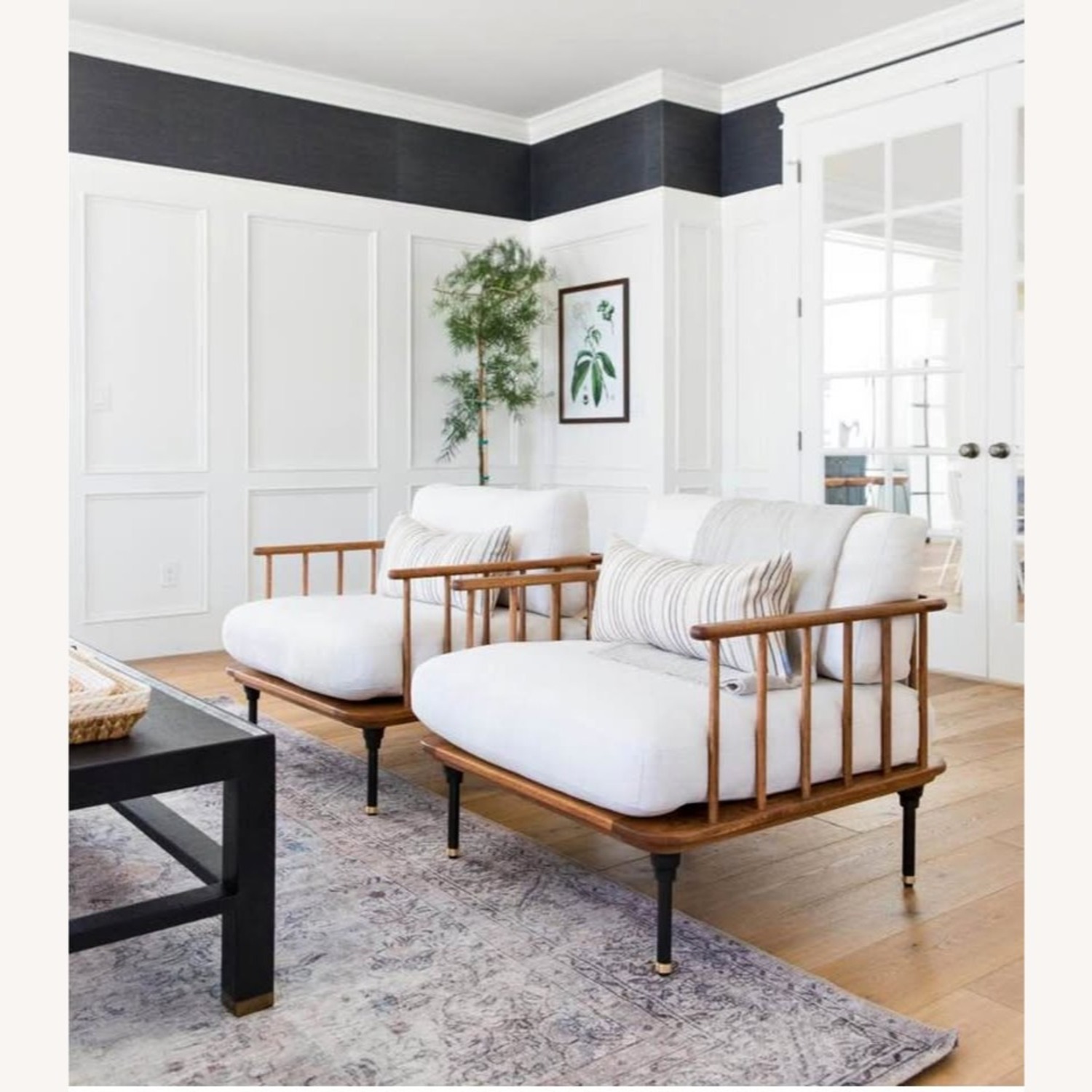 District Eight Distrikt Oak Brass Chairs Pair - image-1