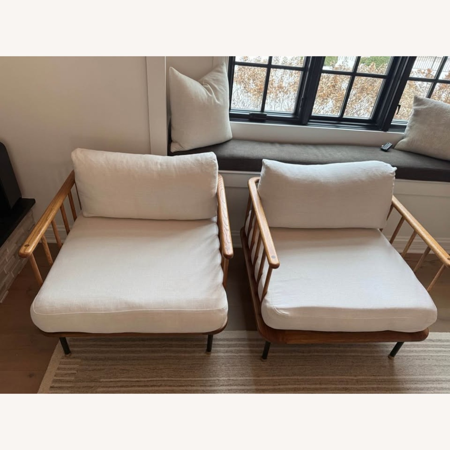 District Eight Distrikt Oak Brass Chairs Pair - image-3