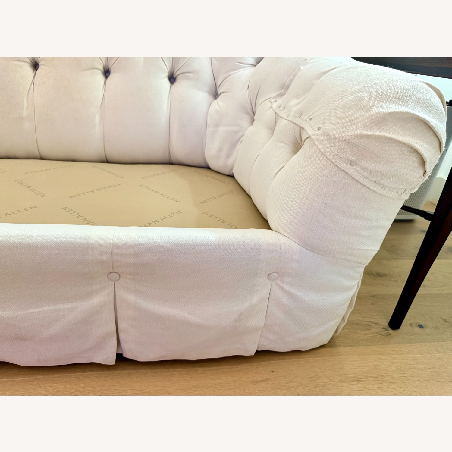 Ethan Allen White Fabric 3+ Seater Sofa - image-9