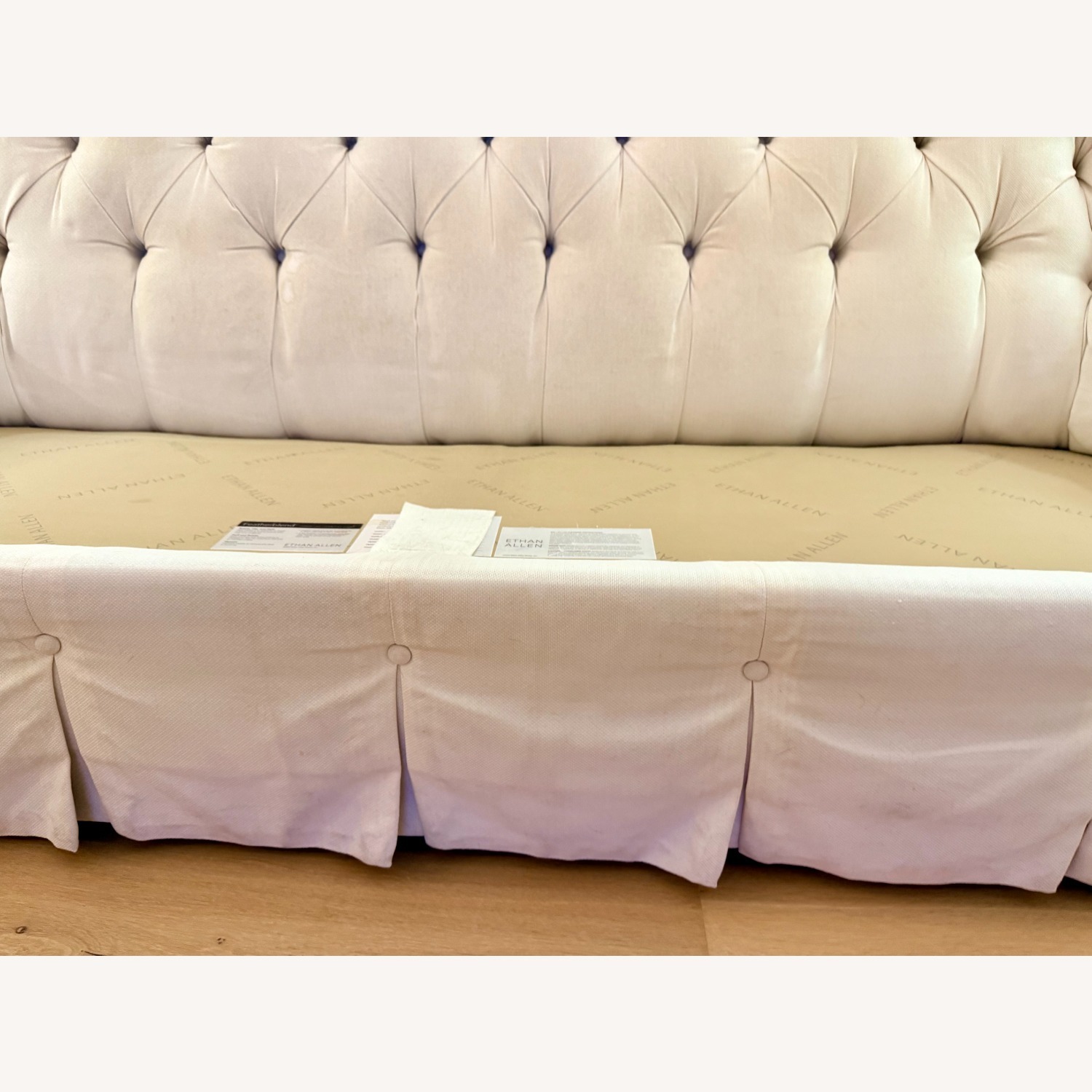 Ethan Allen White Fabric 3+ Seater Sofa - image-8
