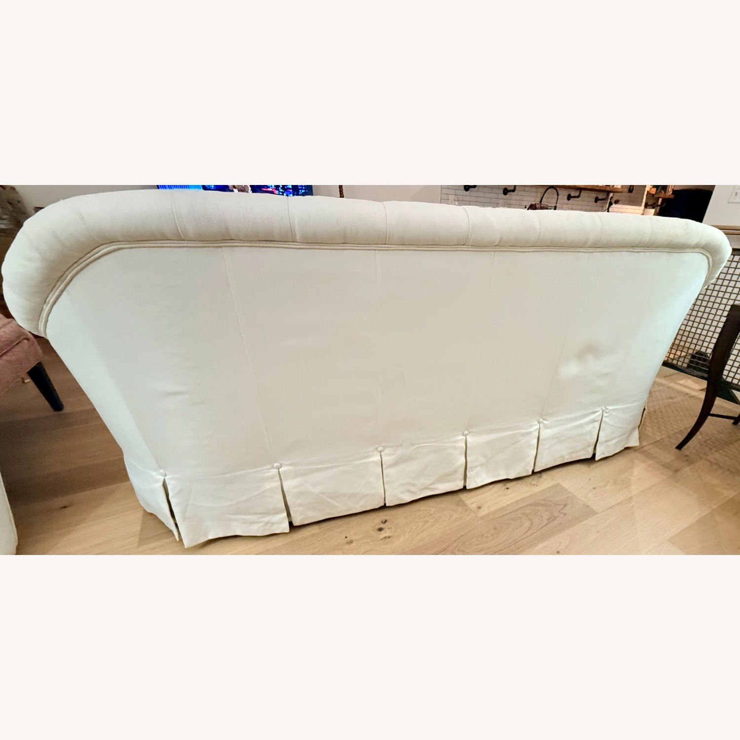 Ethan Allen White Fabric 3+ Seater Sofa - image-10
