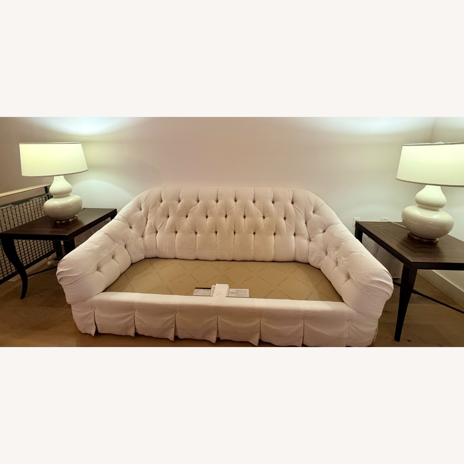 Ethan Allen White Fabric 3+ Seater Sofa - image-2