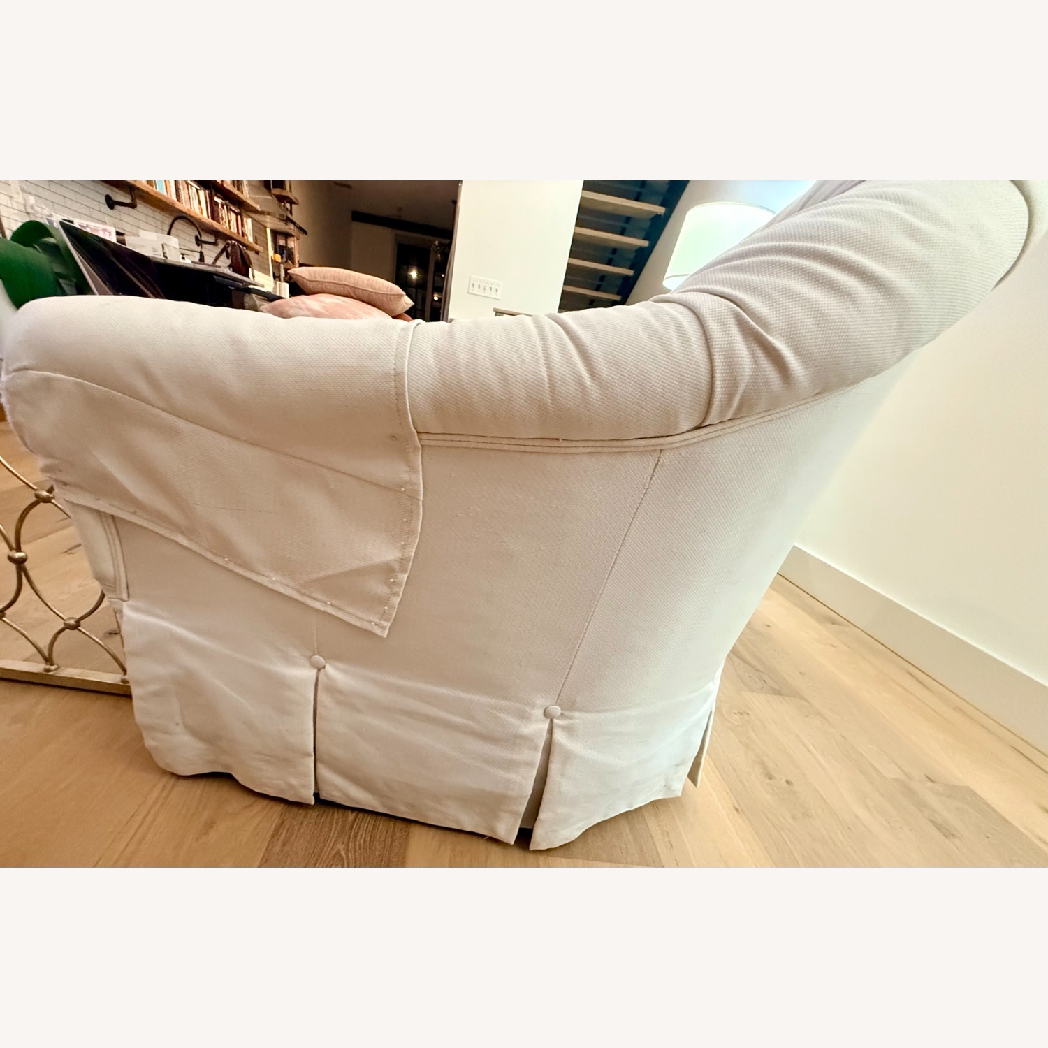 Ethan Allen White Fabric 3+ Seater Sofa - image-11