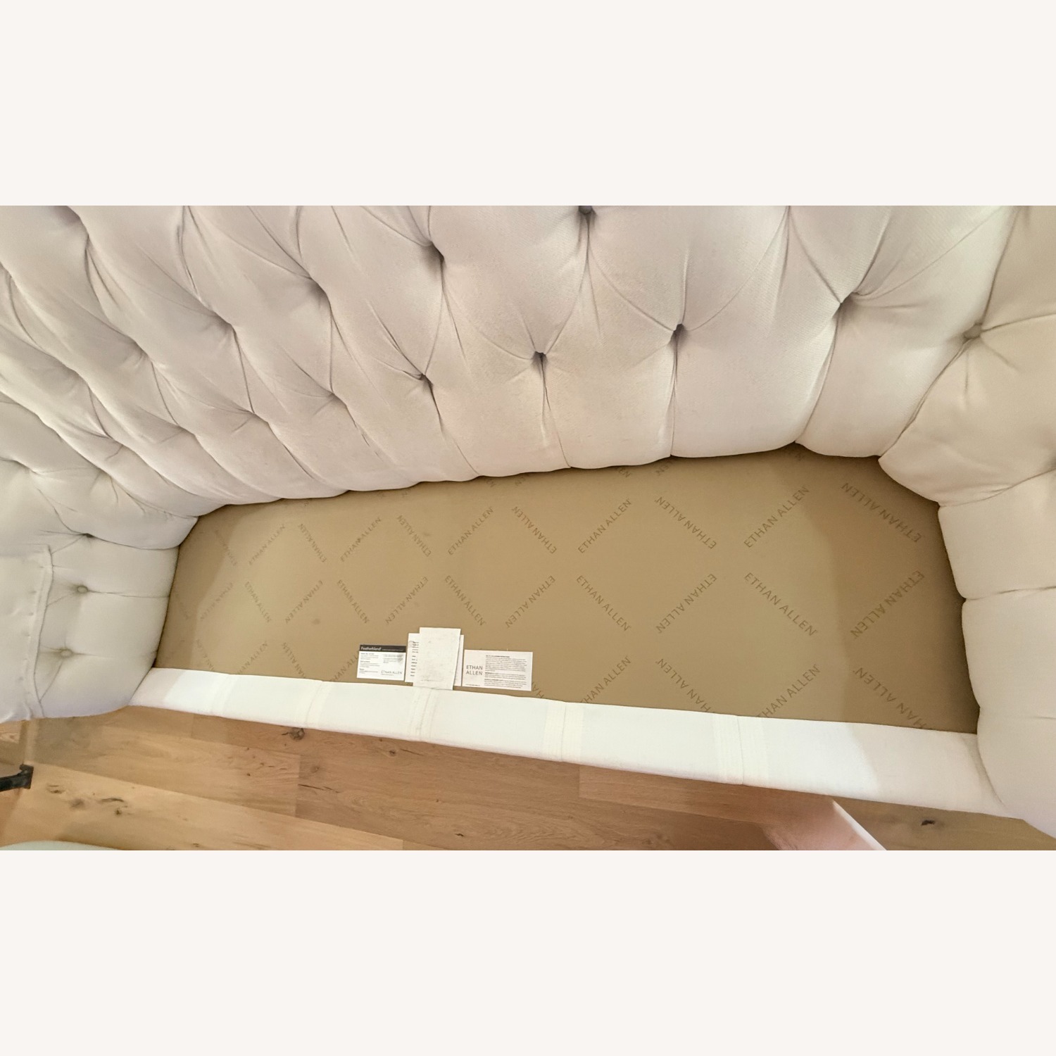 Ethan Allen White Fabric 3+ Seater Sofa - image-5