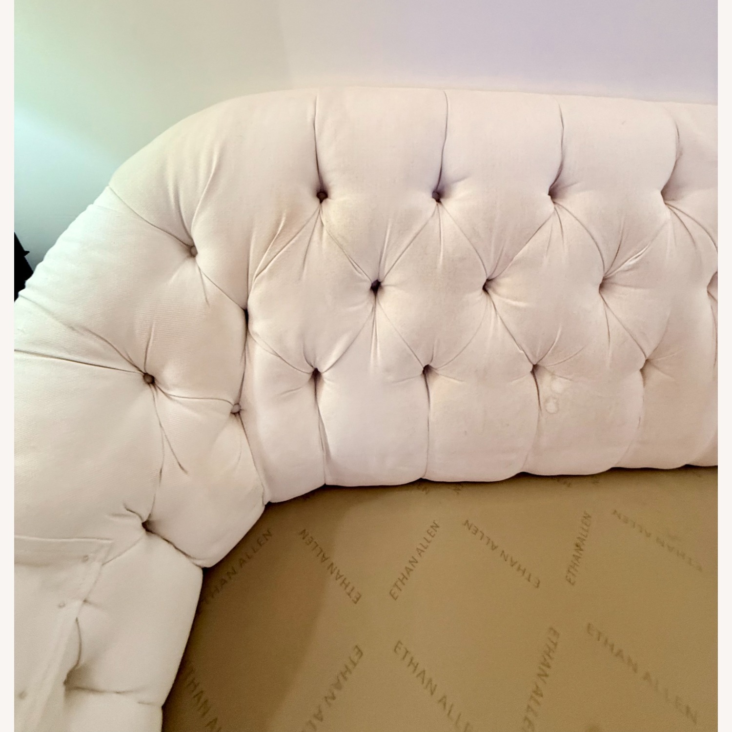 Ethan Allen White Fabric 3+ Seater Sofa - image-13