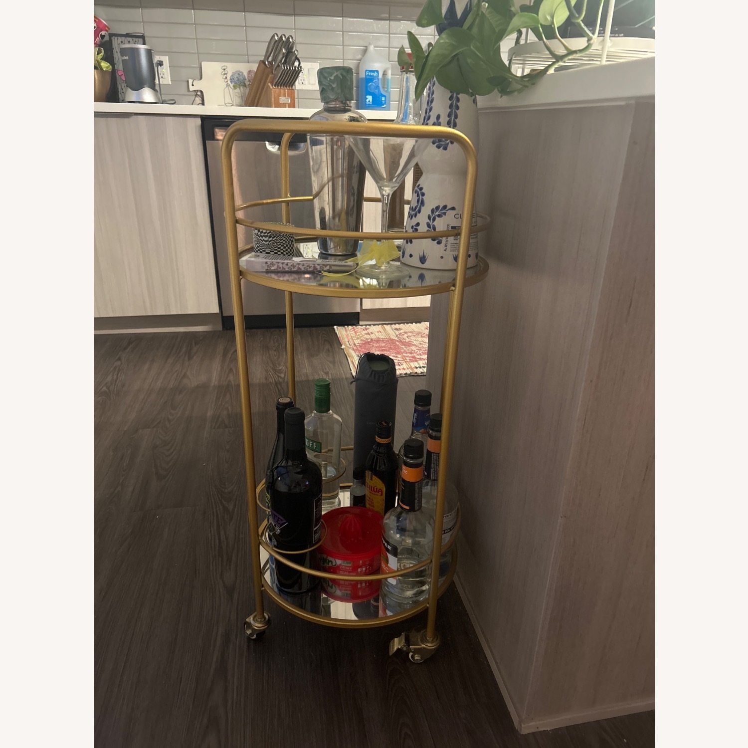Home Goods Mirrored Glass Bar Cart - image-3