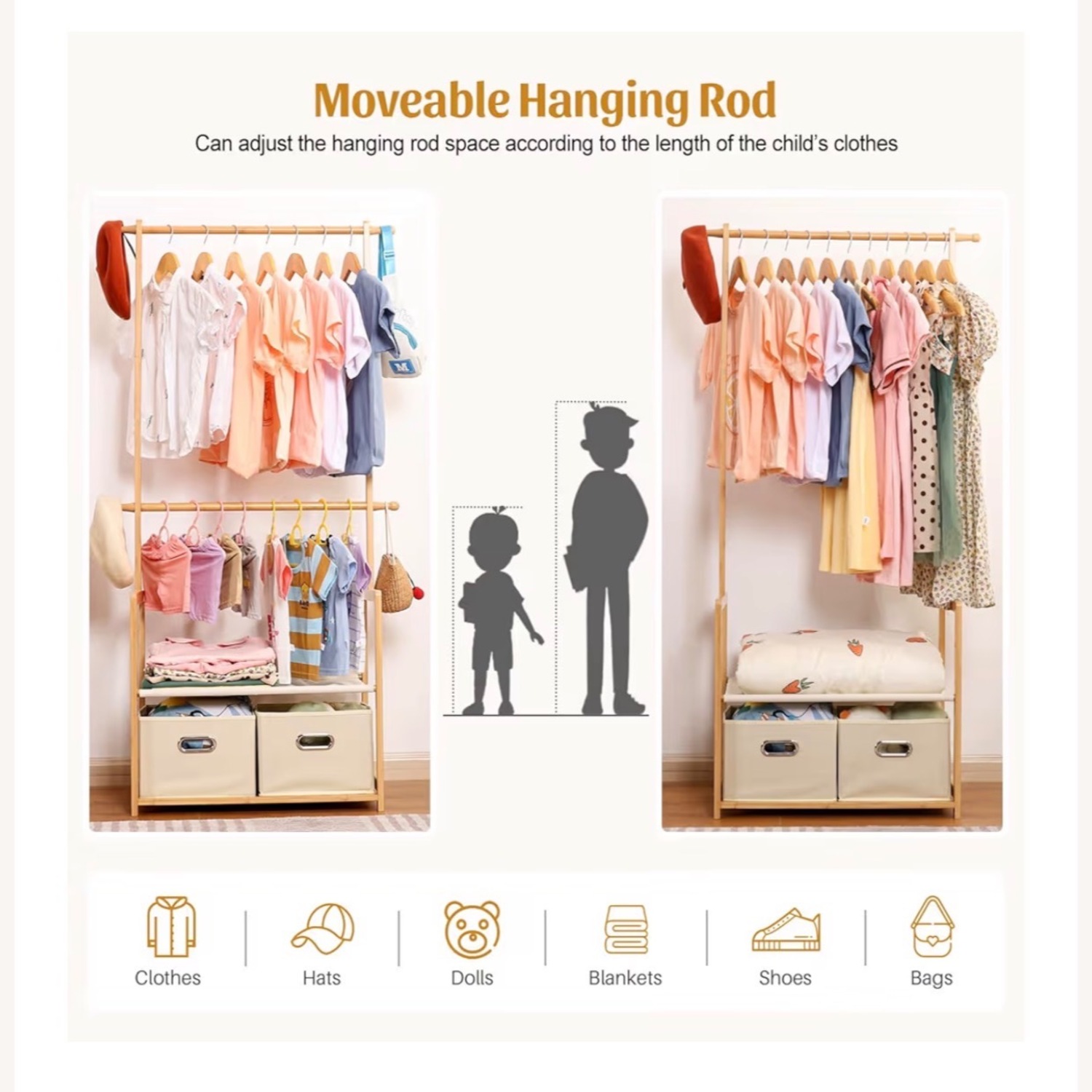 Amazon Bamboo Kids Clothing Rack - image-3