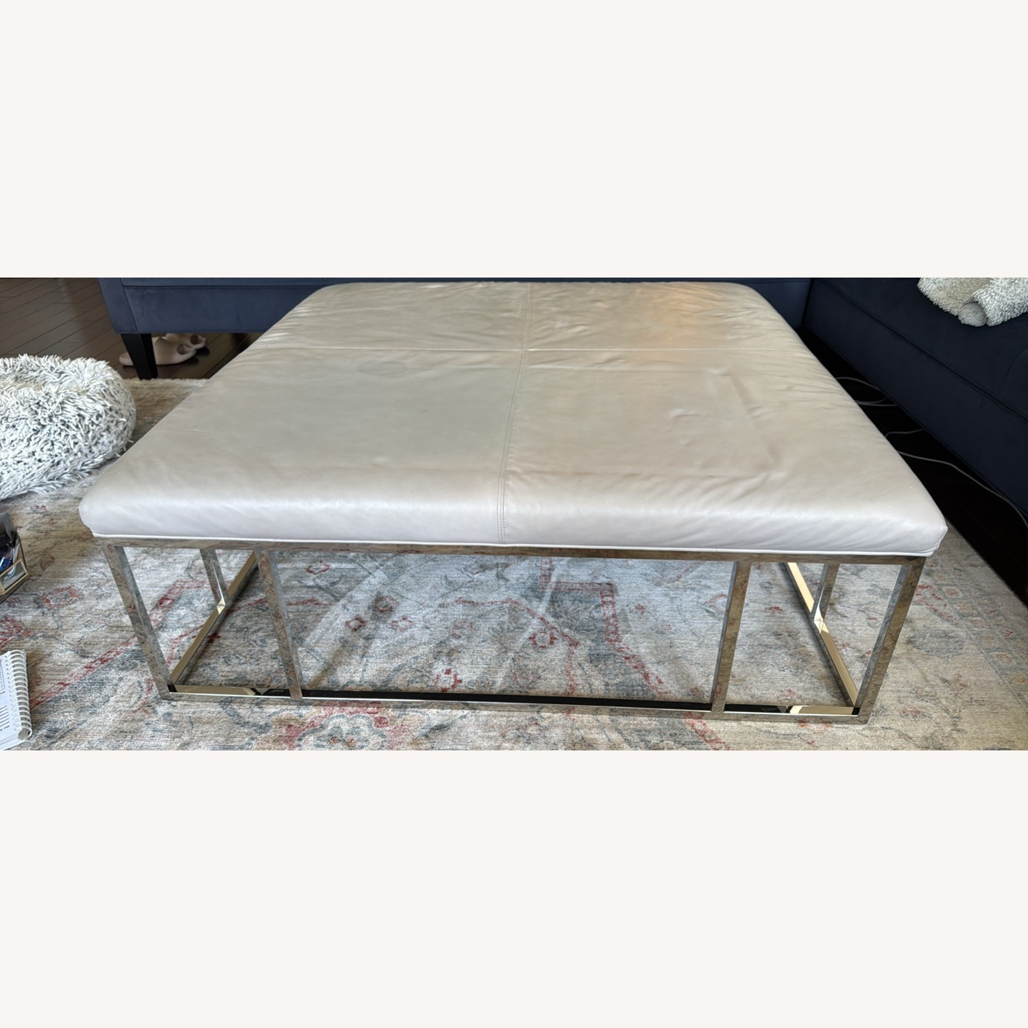 Mitchell Gold + Bob William Carmen Leather Ottoman - image-1