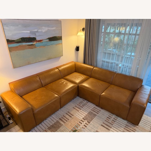 Used Burrow Light Brown Leather 9 Piece Sectional for sale on AptDeco