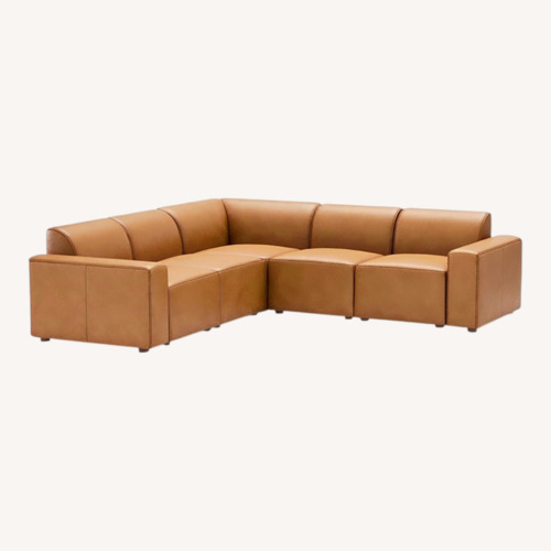 Used Burrow Light Brown Leather 9 Piece Sectional for sale on AptDeco