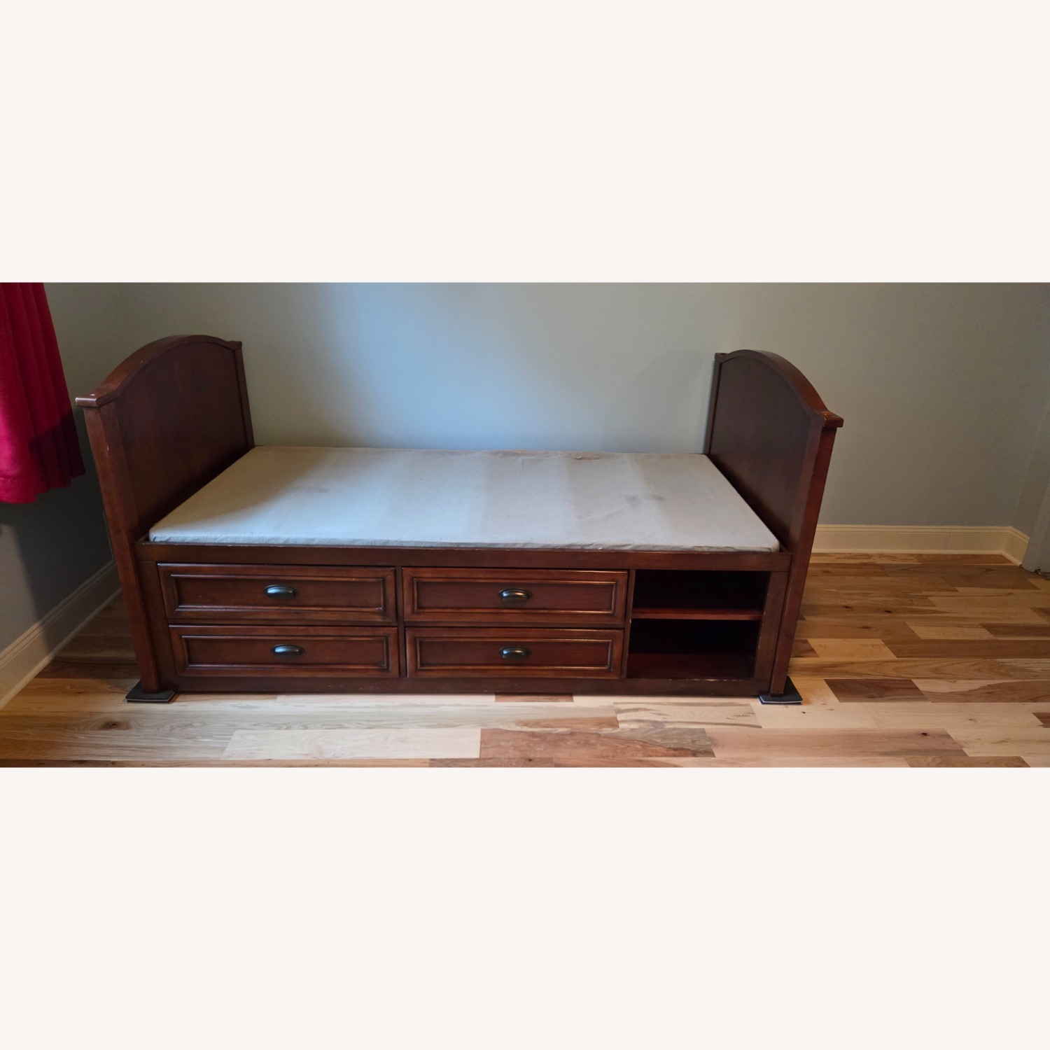 Deer Run Dark Cherry Wood Twin Captain Bed - image-1