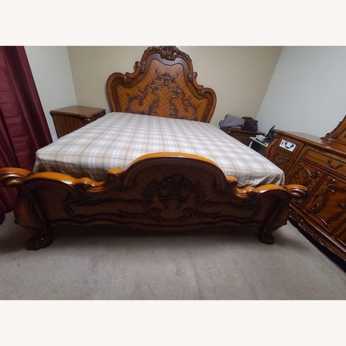 Used Cherry Brown Wood King Bed for sale on AptDeco