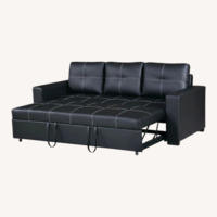 Julian Appelius Black Faux Leather Sleeper Sofa