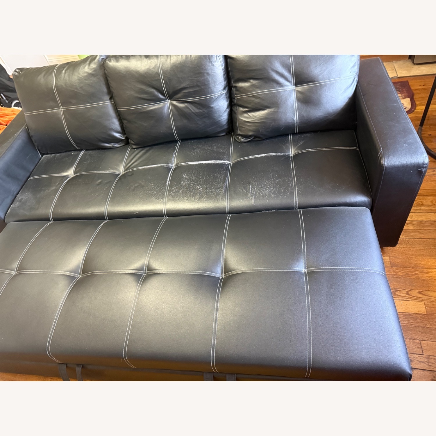 Julian Appelius Black Faux Leather Sleeper Sofa - image-4