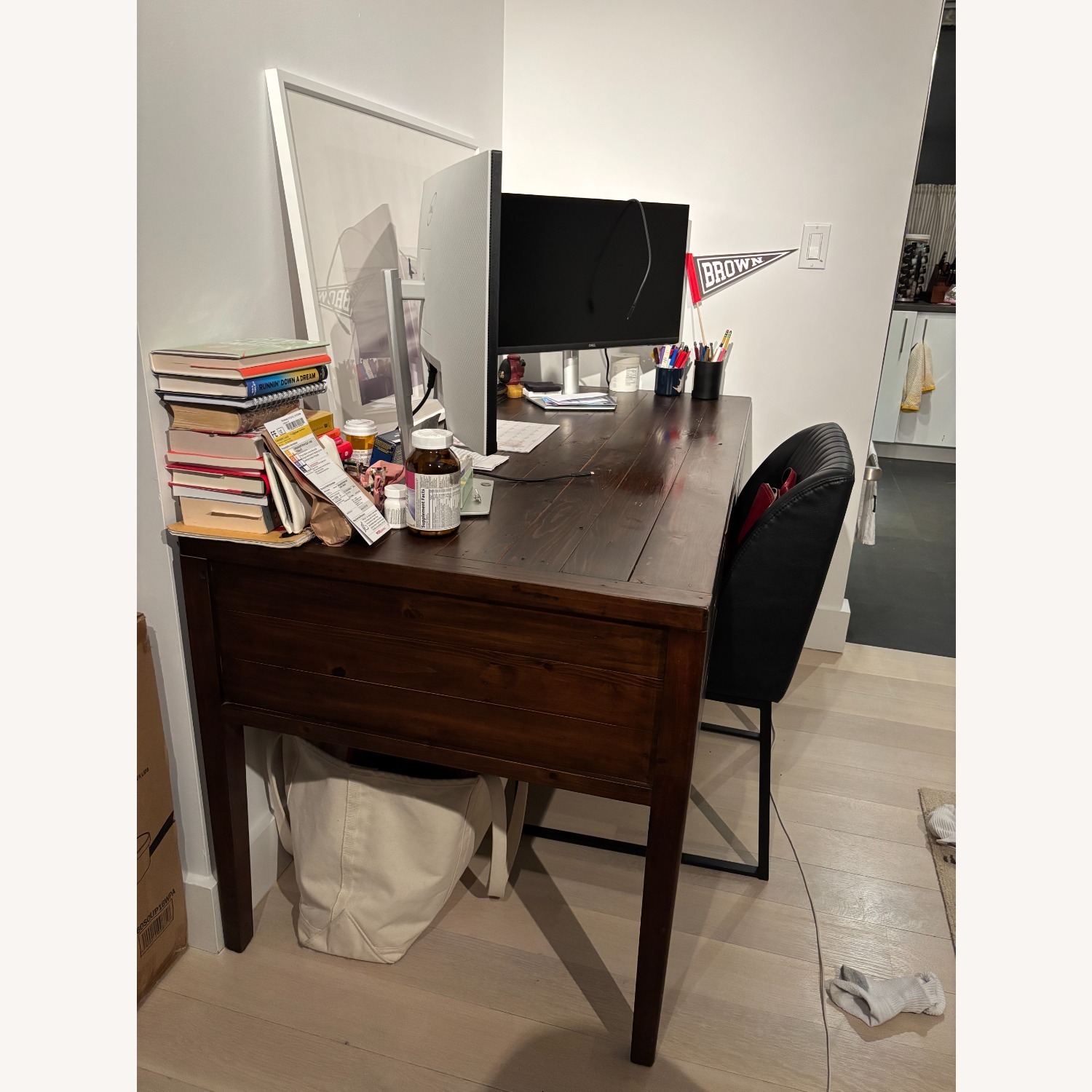 Crate & Barrel Dark Brown Wood Desk - image-2