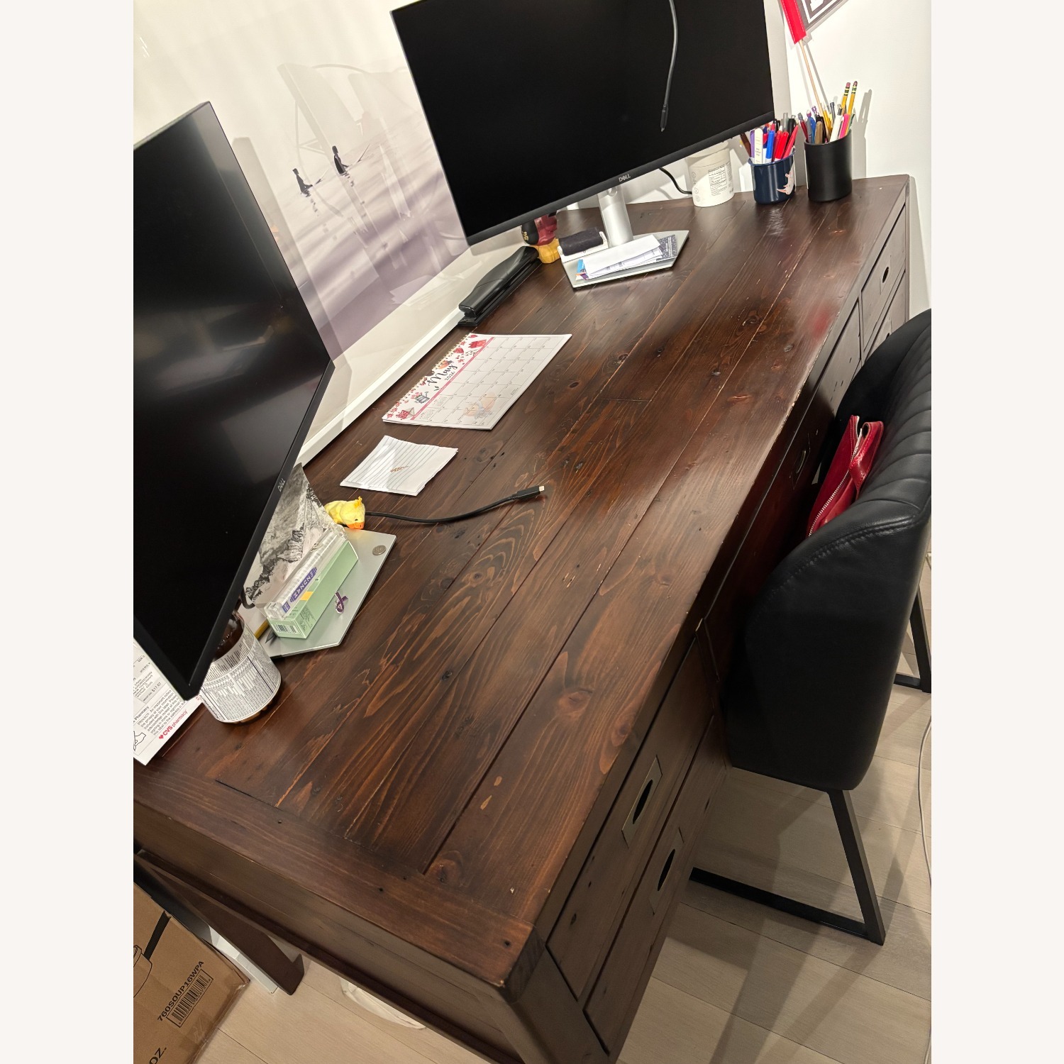 Crate & Barrel Dark Brown Wood Desk - image-3