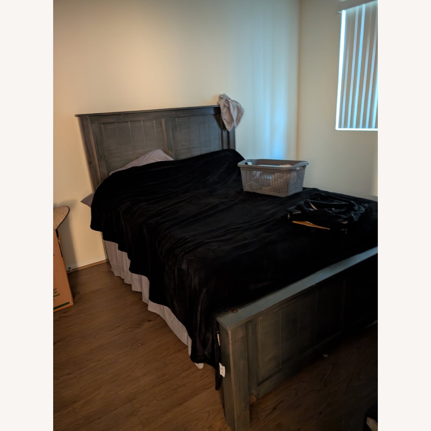 Dark Gray Wood Headboard - image-2