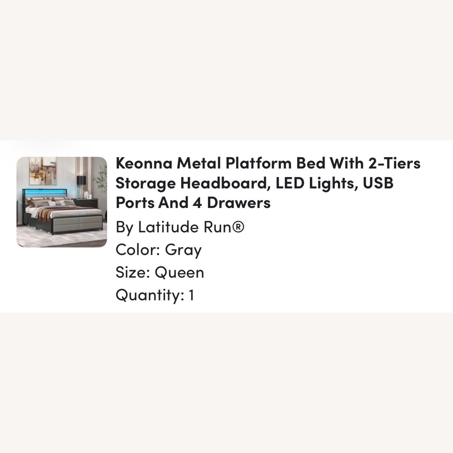 Keonna Dark Gray Metal Queen Bed - image-1