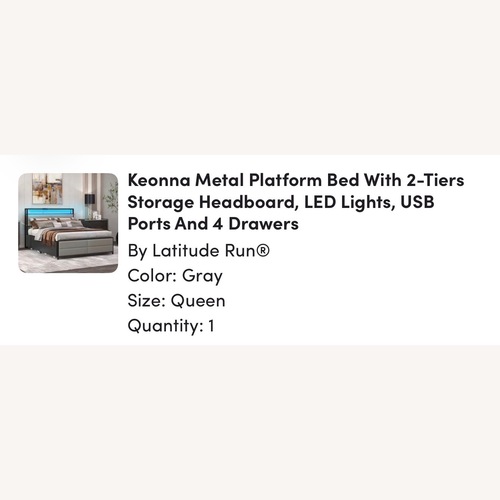 Used Keonna Dark Gray Metal Queen Bed for sale on AptDeco