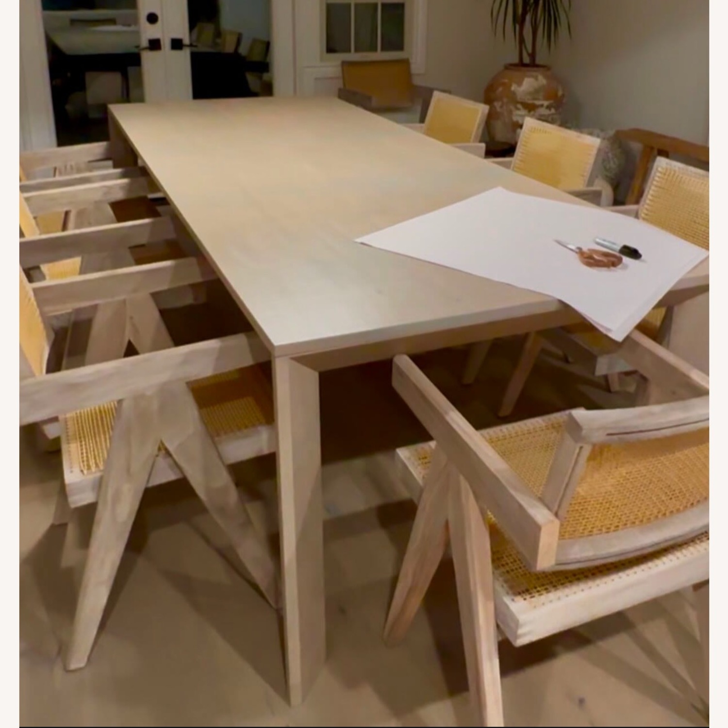 Light Gray Wood Dining Table - image-3