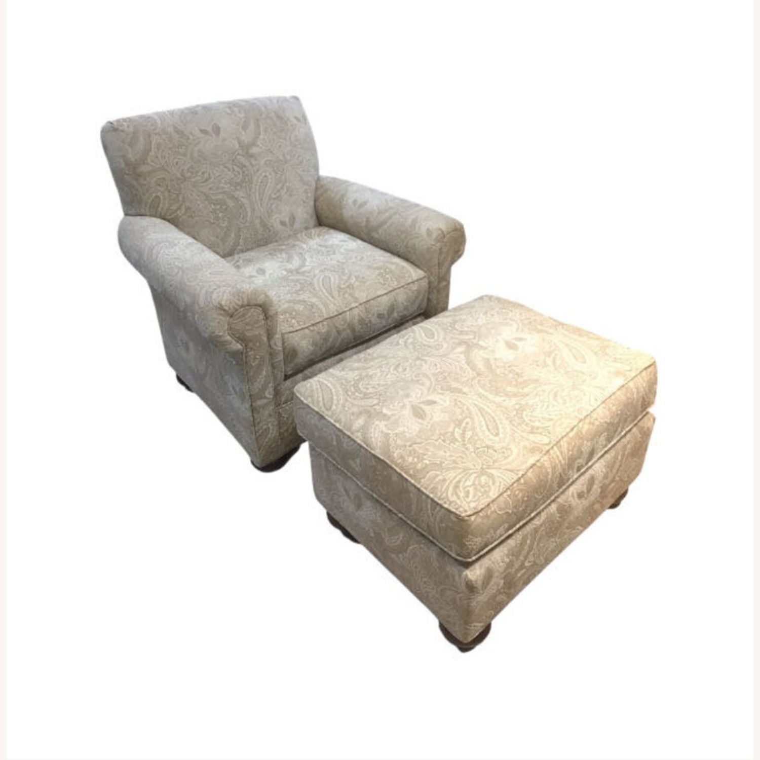 Traditional Upholstered Roll-Arm Accent Chair - image-1