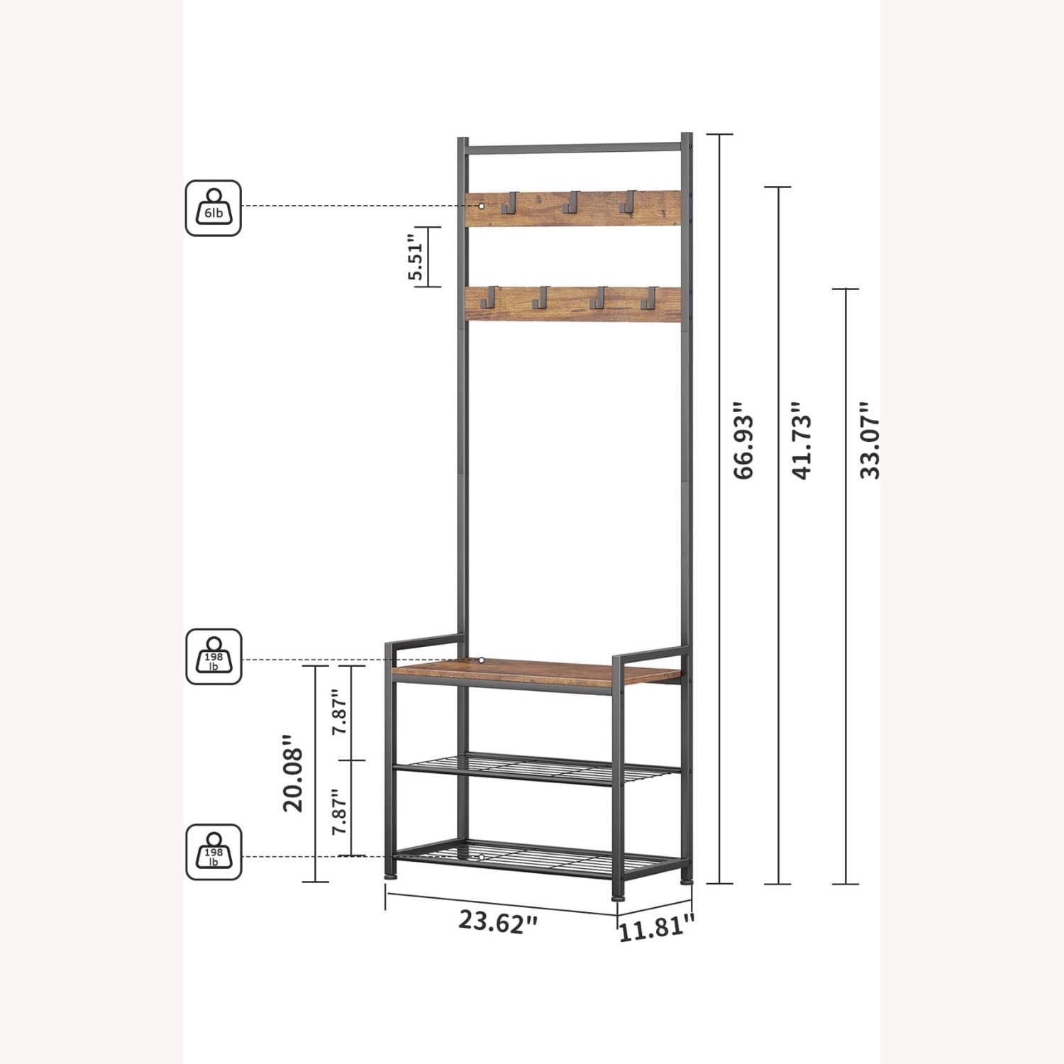  Wood and Metal Entryway Wall Unit - image-2