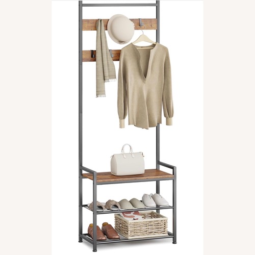 Used  Wood and Metal Entryway Wall Unit for sale on AptDeco