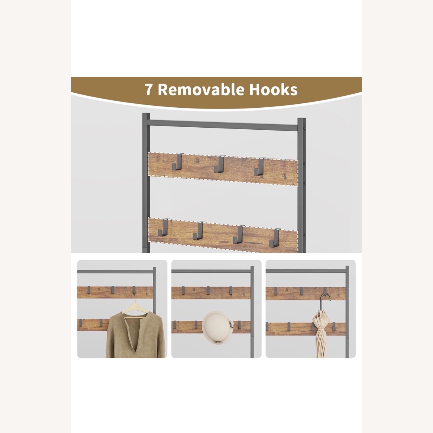  Wood and Metal Entryway Wall Unit - image-3