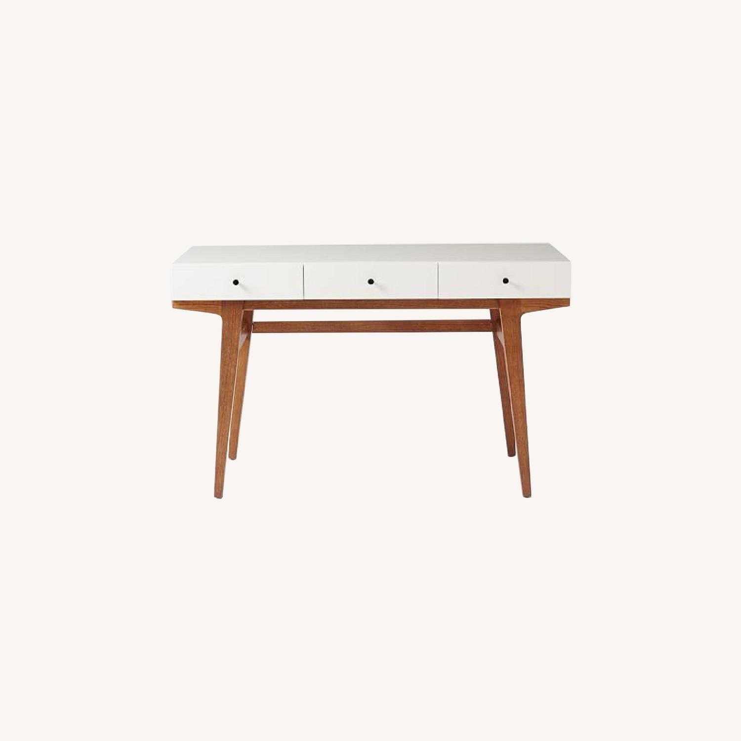 West Elm Modern White Pecan Desk - image-9