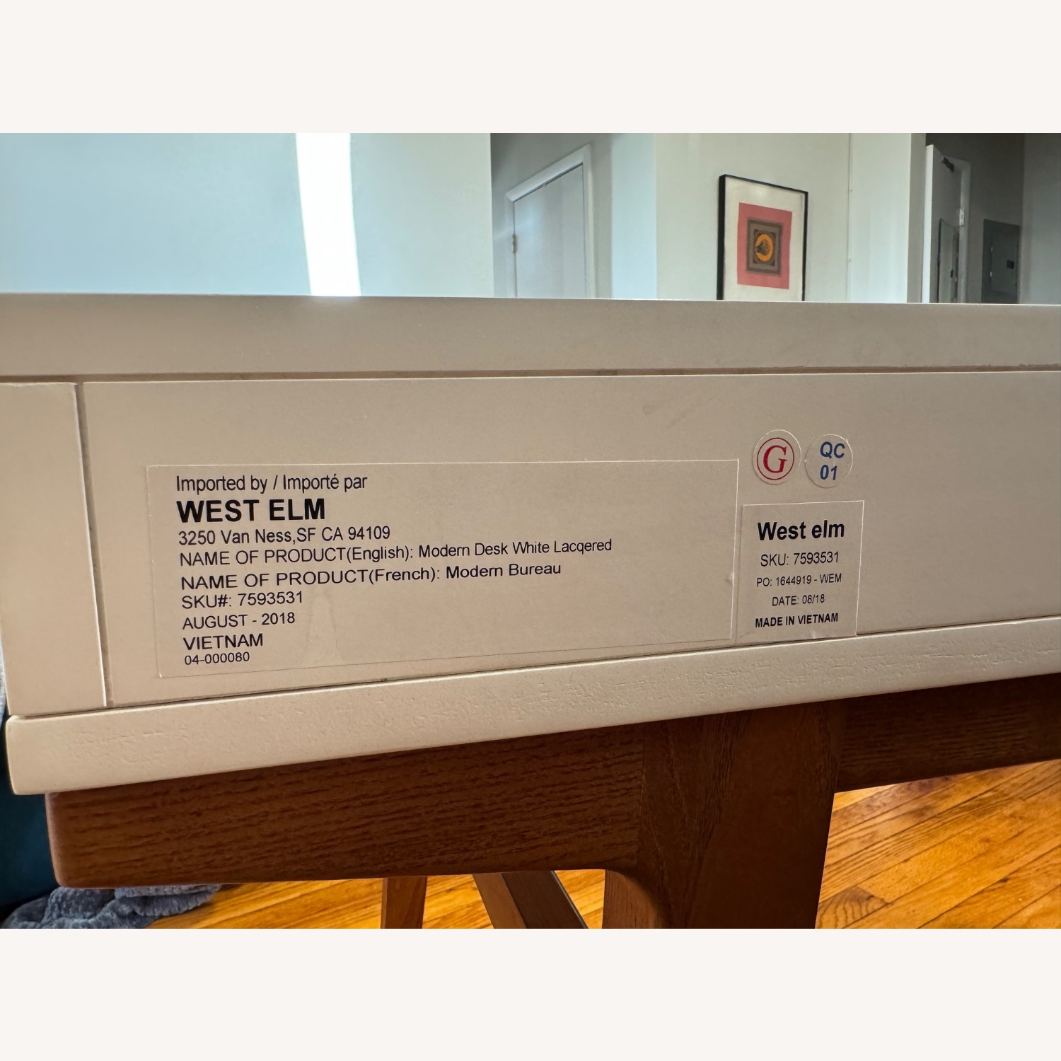 West Elm Modern White Pecan Desk - image-3