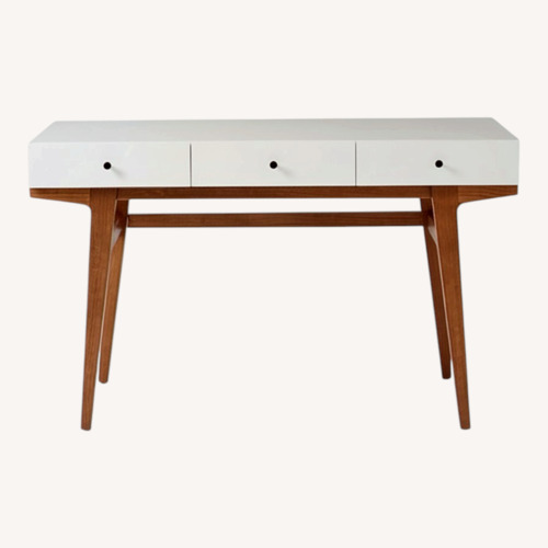 Used West Elm Modern White Pecan Desk for sale on AptDeco