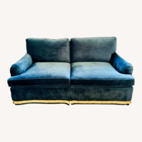 Custom Blue Velvet 2 Seater Sofa