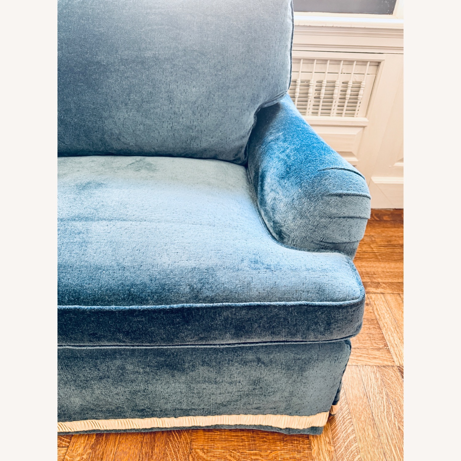 Custom Blue Velvet 2 Seater Sofa - image-2