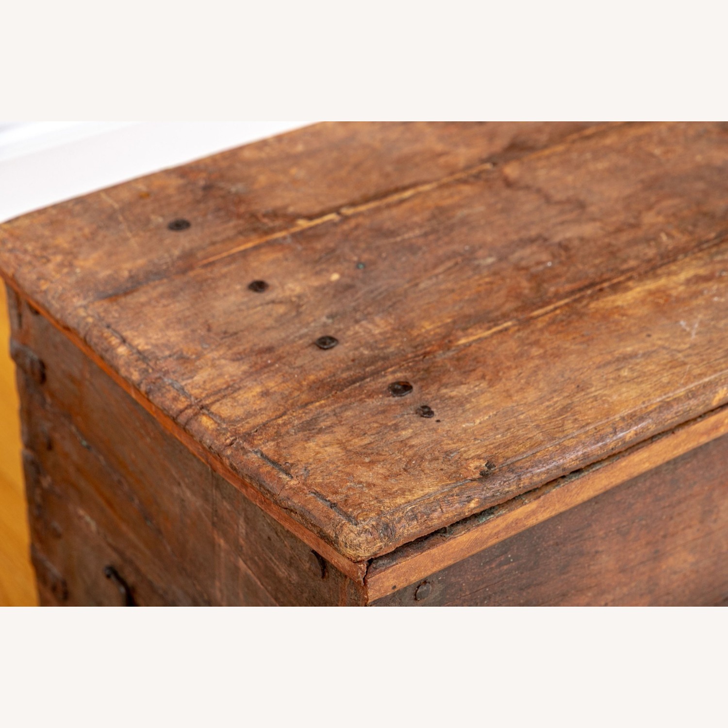 Antique Oak Chest 19th Century Iron Hardware  - image-2