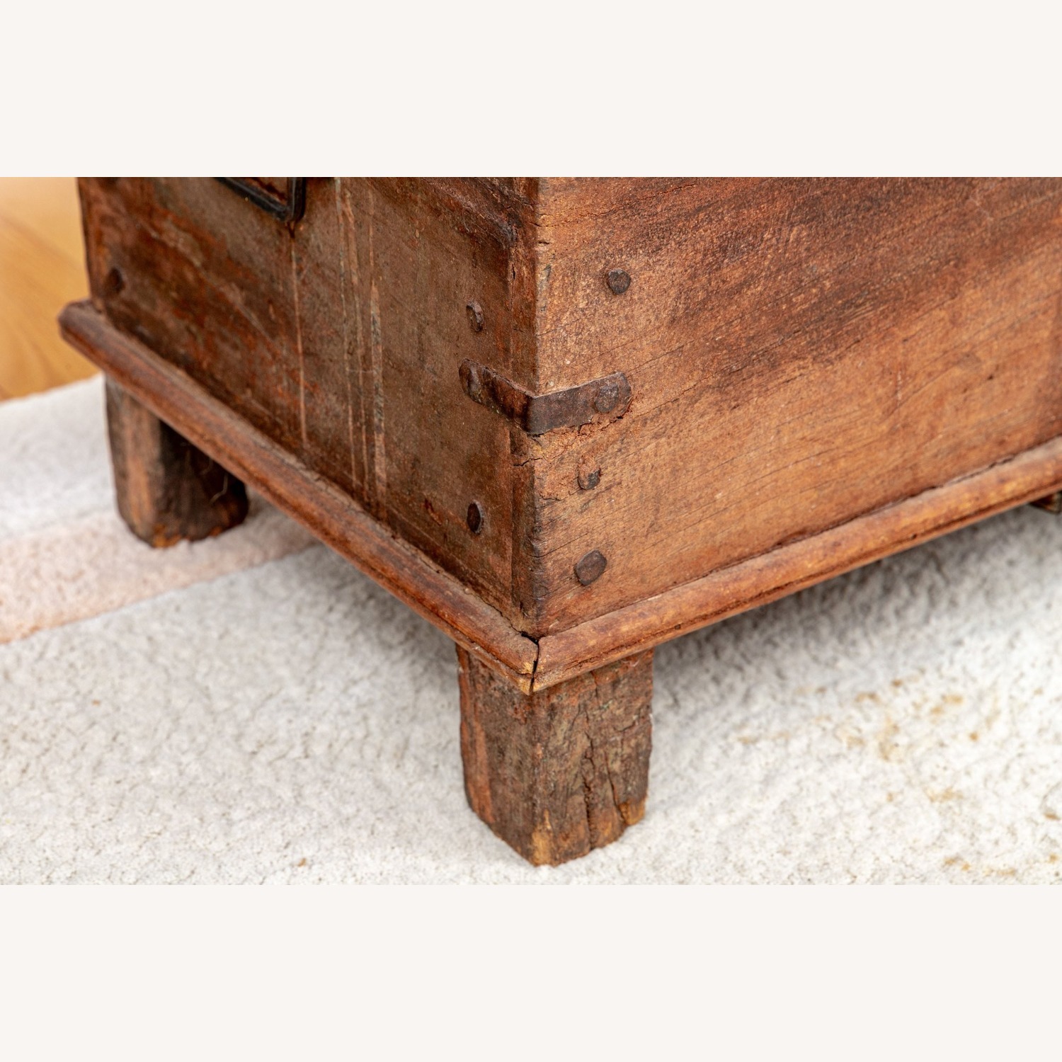 Antique Oak Chest 19th Century Iron Hardware  - image-4